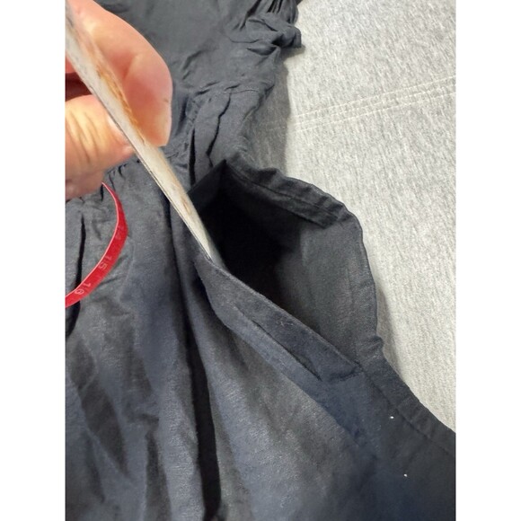 Madewell Dress Womens Large Flare Linen Blend Alexandra Button Front Short Black - Picture 11 of 11